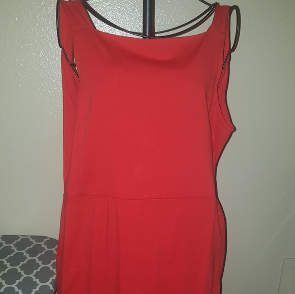 Asos red deep V back dress - Picture 4 of 4